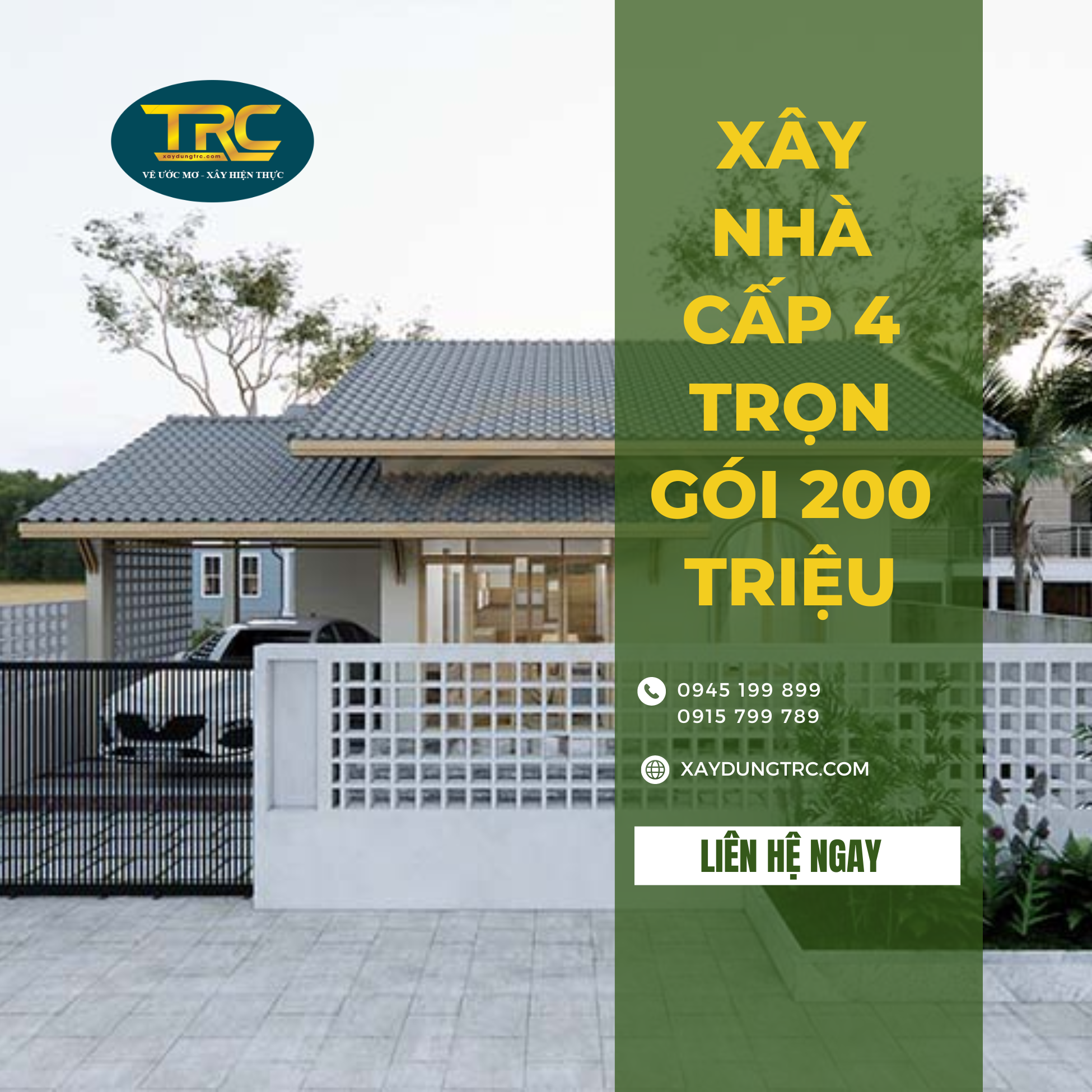 xây nhà cấp 4 trọn gói 200 triệu tại công ty Xây dựng TRC