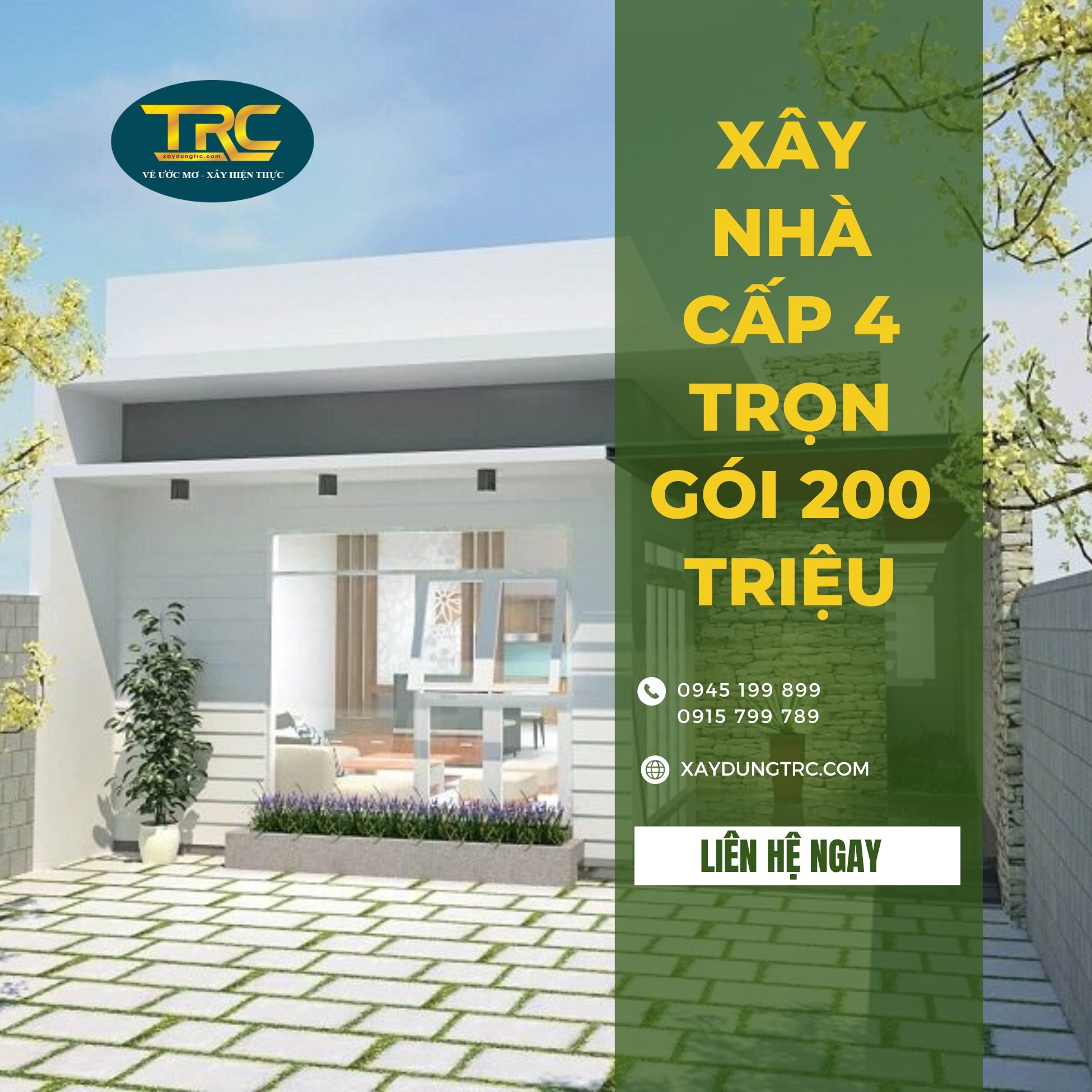 dịch vụ xây nhà cấp 4 trọn gói 200 triệu