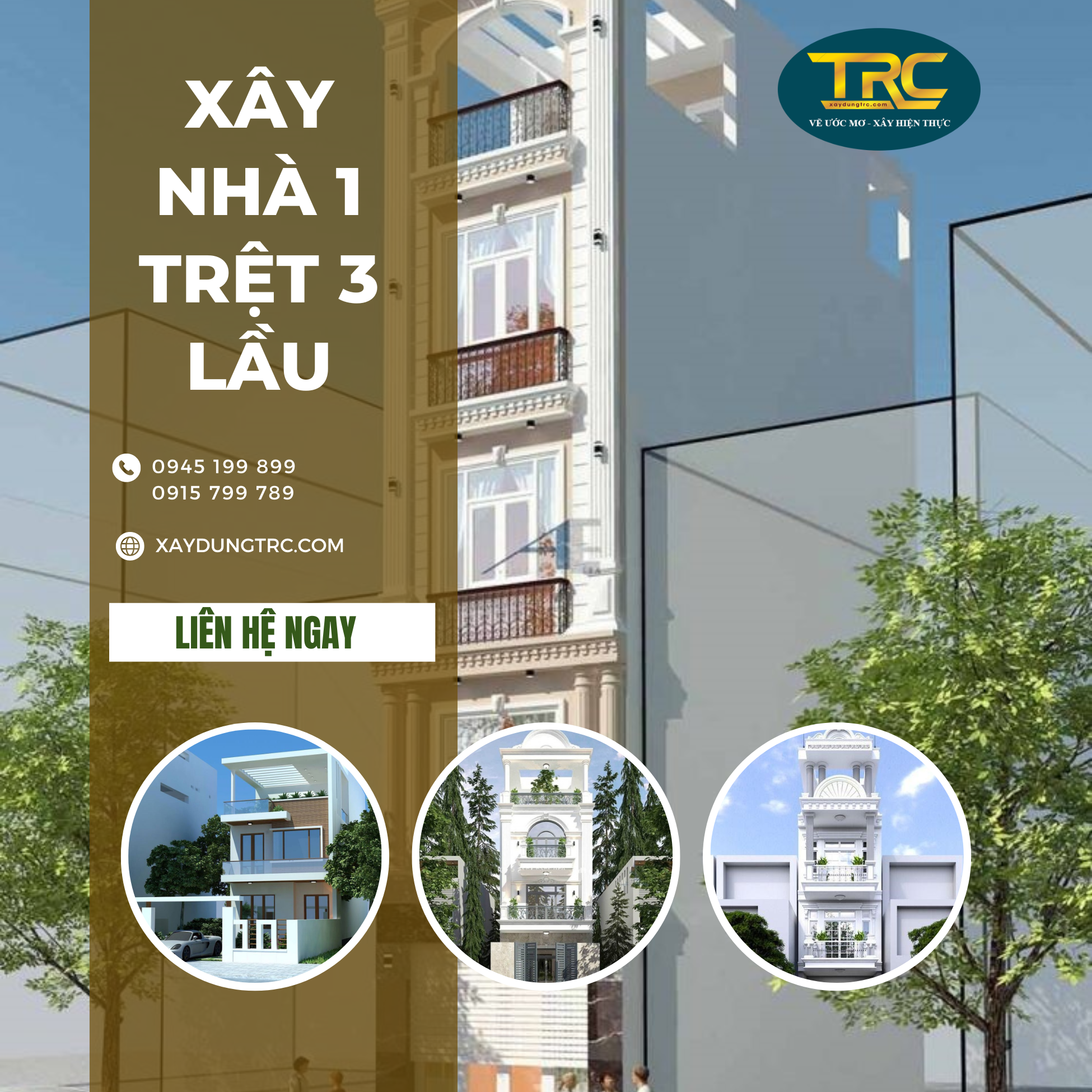 mẫu nhà 1 trệt 3 lầu kiến trúc Pháp