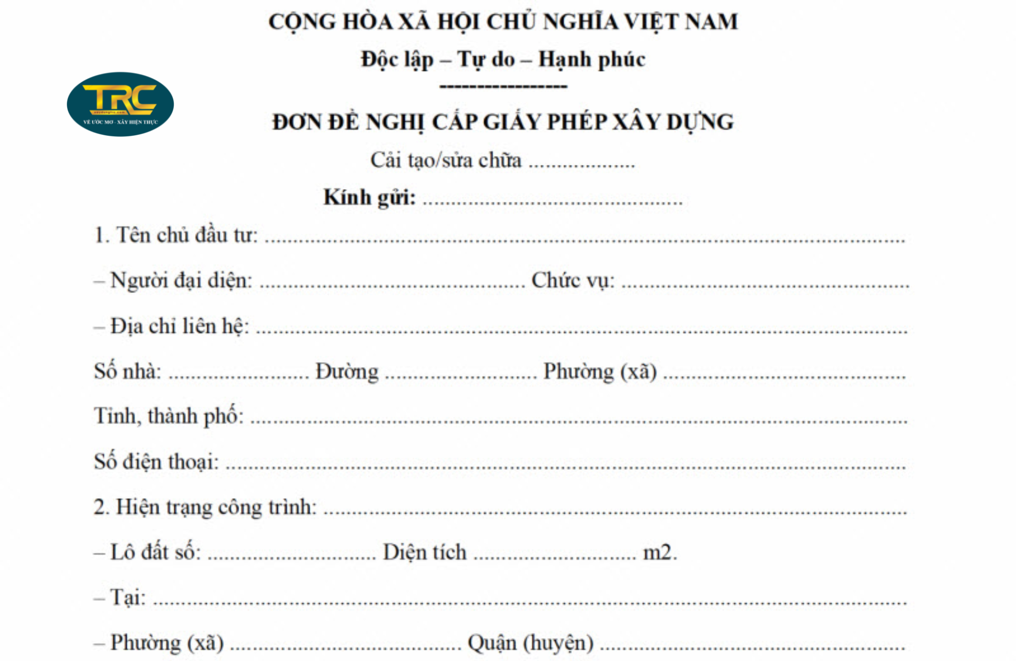 nộp đơn xin cấp phép