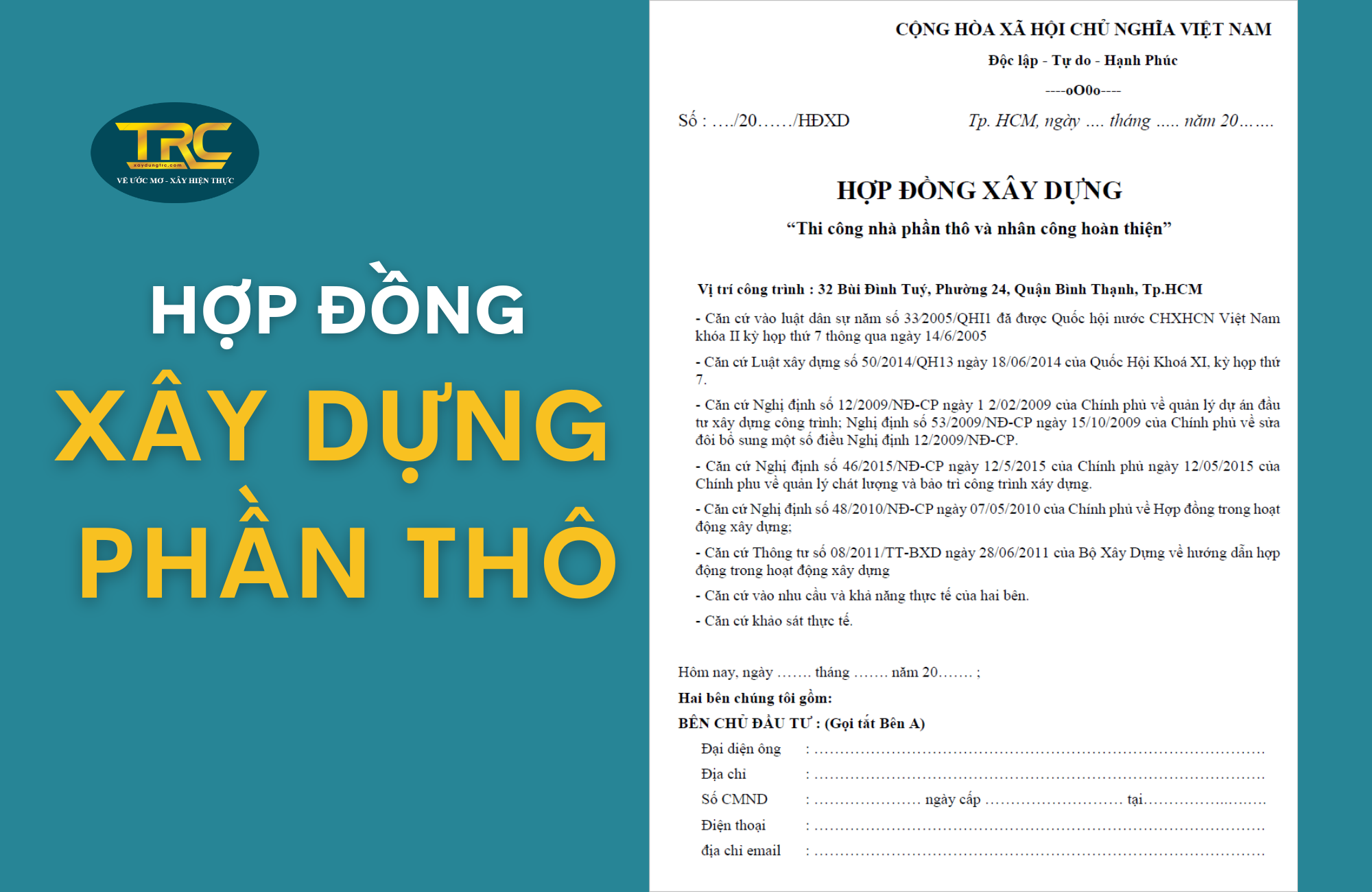 Hợp đồng xây dựng phần thô